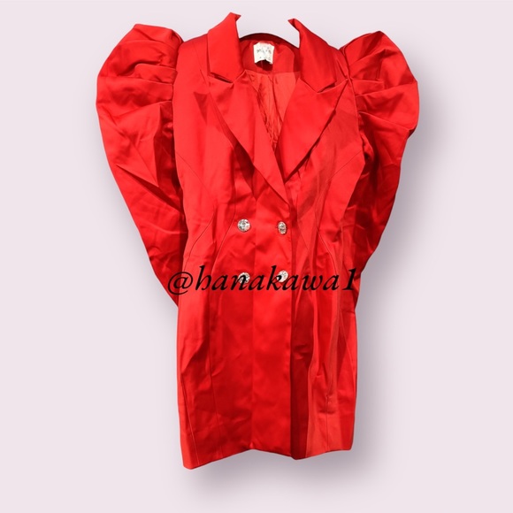 HOUSE OF CB 'Esther' Red Exaggerated Sleeve Tux Dress - Picture 10 of 13